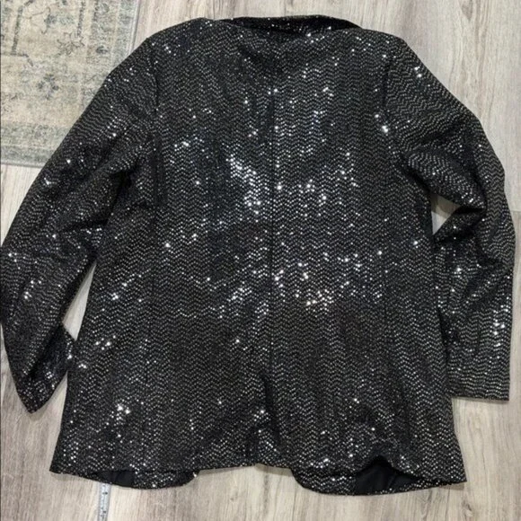WD.NY Black Sequin Blazer size Large holiday part new years eve - Picture 7 of 7
